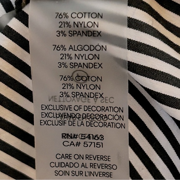 Calvin Klein Black and White Striped Long Sleeve Button Down Shirt - Picture 4 of 9